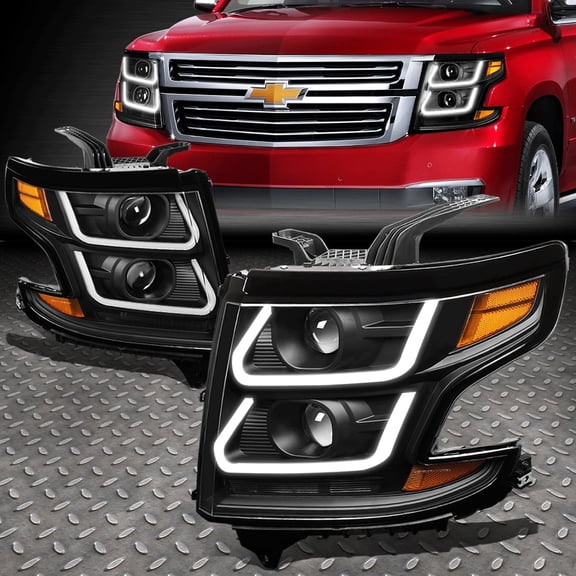 Nuvision for 15-20 Chevy Suburban/Tahoe 3D LED DRL Dual Projector Headlight Black/Amber