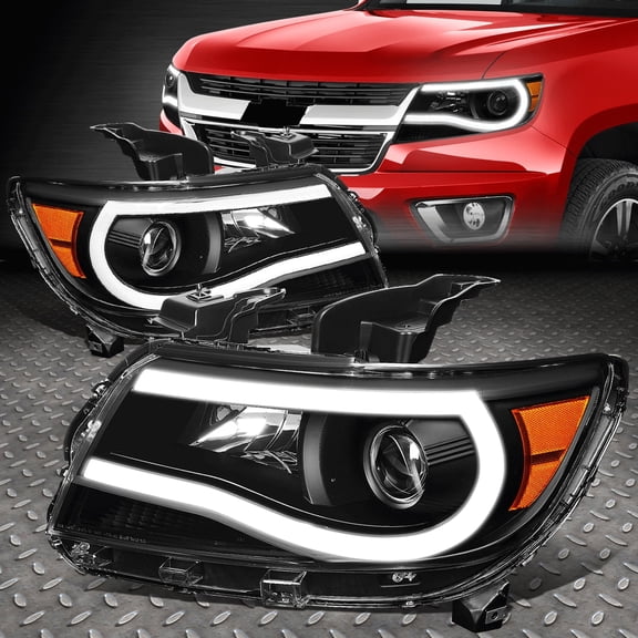 Nuvision for 15-23 Chevy Colorado LED U-Tube DRL Projector Headlights Black/Amber