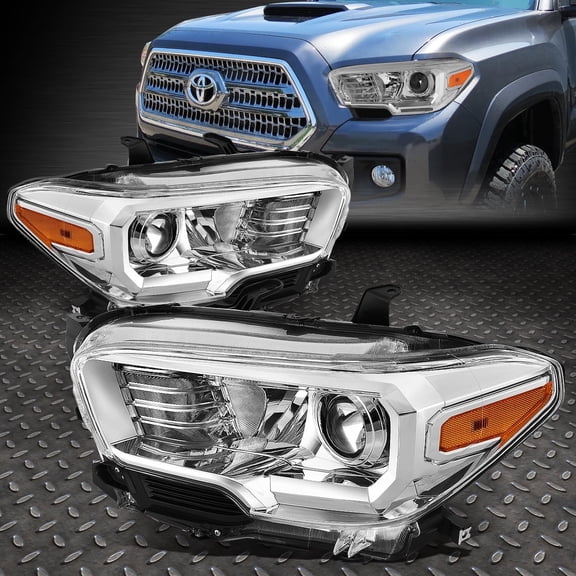 NUVISION for 16-20 Toyota Tacoma Chrome Housing Amber Corner Projector Headlight Headlamp