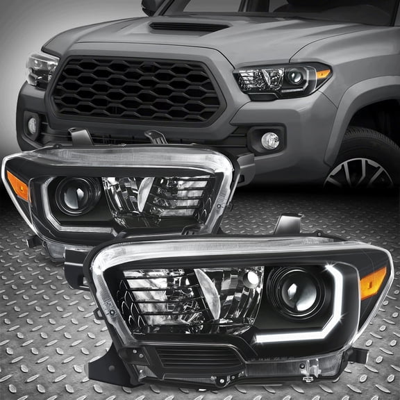 Nuvision for 16-23 Toyota Tacoma Black Housing Amber Corner LED DRL Projector Headlights