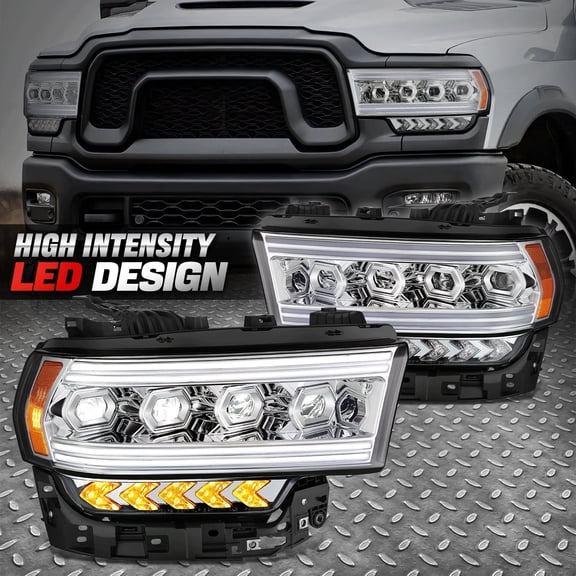 Nuvision for 19-24 Ram Truck Chrome Start-Up LED DRL Sequential Quad Projector Headlights