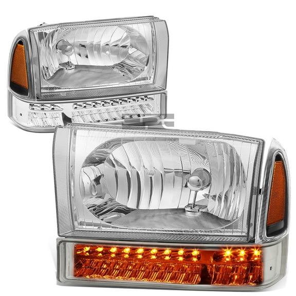 NUVISION for 1999-2004 Ford Super Duty Pair Chrome/Amber Headlgiht LED Turn Signal Lamps