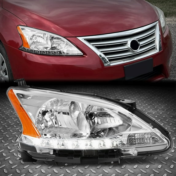 Nuvision for 2013-2015 Nissan Sentra Passenger Side OE Style LED DRL Headlight Chrome