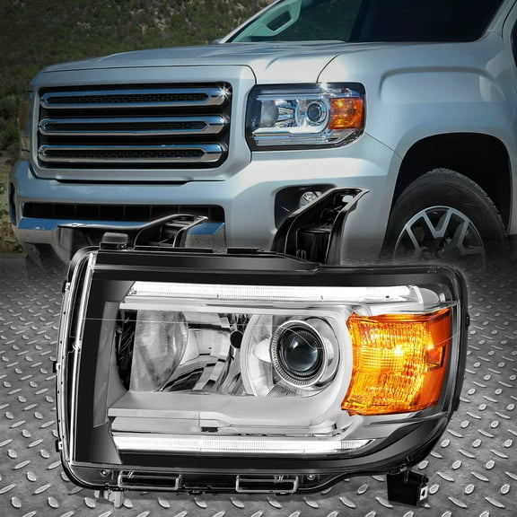 Nuvision for 2015-2022 GMC Canyon LED DRL Driver Left Side Headlight Lamp Chome/Amber
