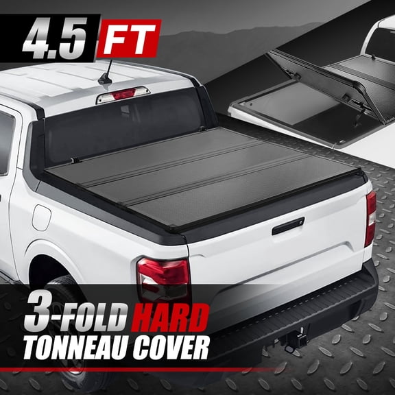 Nuvision for 22-24 Ford Maverick Truck Fiberglass Hard Solid Top Tri-Fold Tonneau Cover
