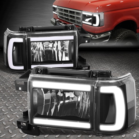 Nuvision for 87-91 Ford F150 F250 F350 Bronco LED DRL Headlight Black/Clear
