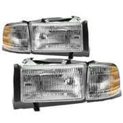 NUVISION for 94-01 Dodge Ram 1500 2500 3500 Fluted Lens Headlights Headlamp W/Corner Lamp
