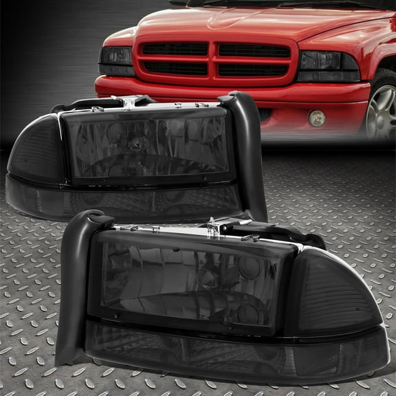 NUVISION for 97-04 Dodge Dakota Durango Smoked Lens Clear Corner Headlight Bumper Lamp