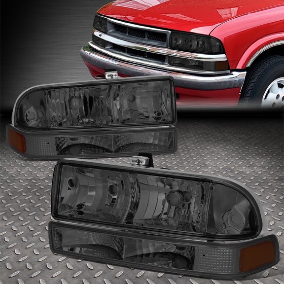NUVISION for 98-04 Chevy S10 Pickup Blazer Smoked/Amber Corner Headlight Bumper Head Lamp