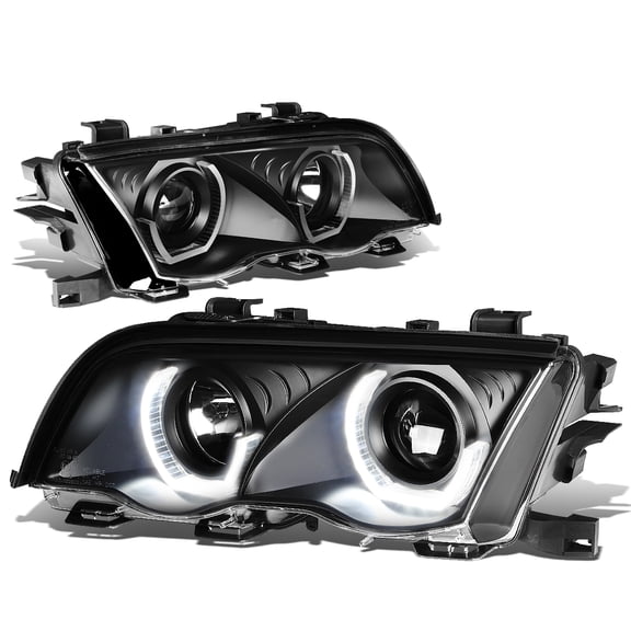 Nuvision for 99-01 BMW E46 3-Series Dual 3D LED U-Halo Projector Headlights Black