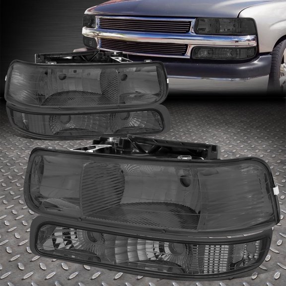 NUVISION for 99-02 Silverado 00-06 Suburban Tahoe Smoke Headlights Bumper Signal Lights