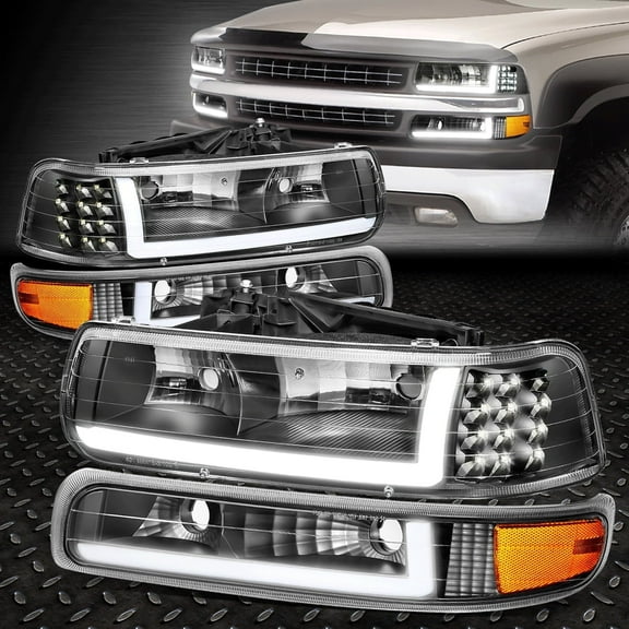 Nuvision for 99-02 Silverado 1500 2500 HD 3500 LED DRL Headlight Bumper Lamps Assembly