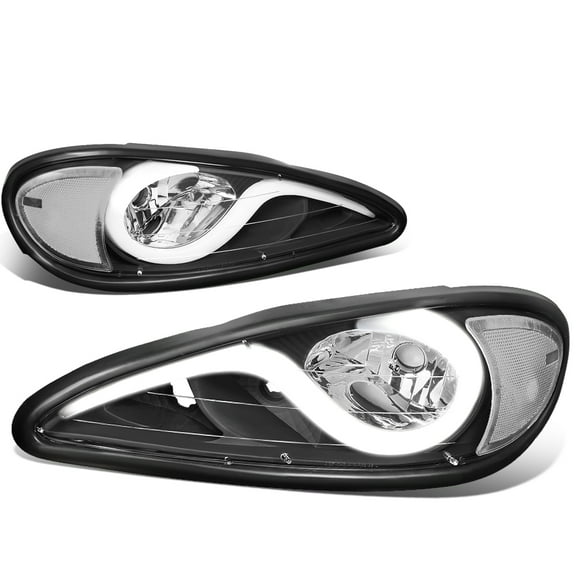 NUVISION for 99-05 Pontiac Grand AM LED DRL Headlights Black Housing Clear Corner