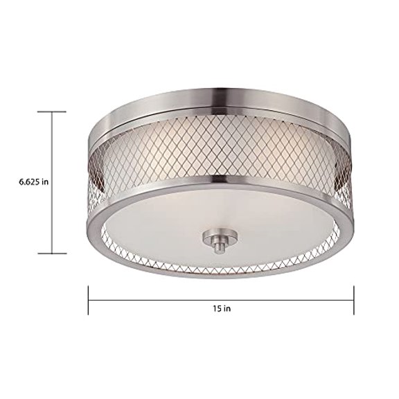 NUVO 60/4691 Three Light Flush Mount, Pwt, Nckl, B/S, Slvr