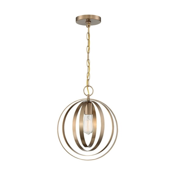 60/7056-Nuvo Lighting-Pendleton-1 Light Pendant in Glam Style-12 Inches Wide by 14.5 Inches High-Burnished Brass Finish -Traditional Installation