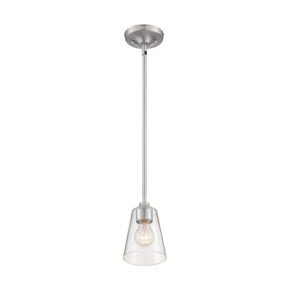 60/7180-Nuvo Lighting-Bransel-1 Light Mini Pendant in Vintage Style-12.63 Inches Wide by 18.63 Inches High-Brushed Nickel Finish    -Traditional