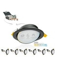 thumbnail image 1 of NUWATT 6 Inch Black Gimbal LED Recessed Lighting Canless Wafer Lights, 5CCT 2700K/3000K/3500K/4000K/5000K, Dimmable, 1050LM, 12W, Downlight Adjustable Recessed Swivel LED Sloped Ceiling Light, 6 Pack, 1 of 10