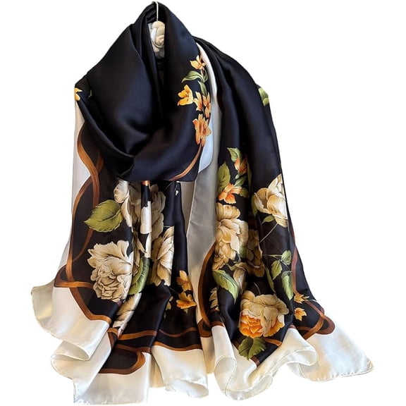 NUWEERIR Womens 100% Large Mulberry Silk Scarf Long Satin Scarf Fashion Lightweight Wraps