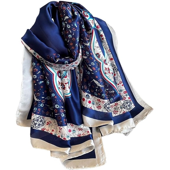 NUWEERIR Womens 100% Large Mulberry Silk Scarf Long Satin Scarf Fashion Lightweight Wraps