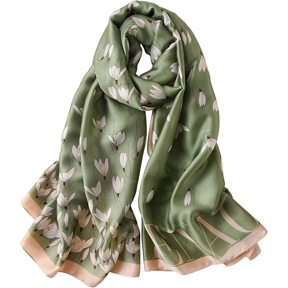 NUWEERIR Womens 100% Large Mulberry Silk Scarf Long Satin Scarf Fashion Lightweight Wraps