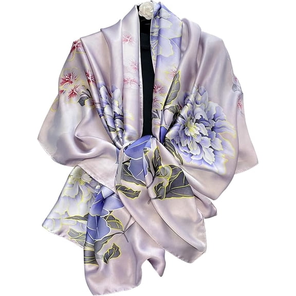 NUWEERIR Womens 100% Large Mulberry Silk Scarf Long Satin Scarf Fashion Lightweight Wraps