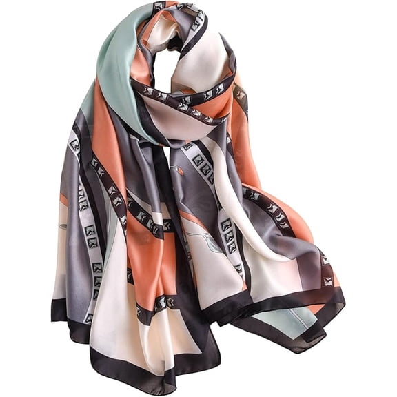 NUWEERIR Womens 100% Large Mulberry Silk Scarf Long Satin Scarf Fashion Lightweight Wraps