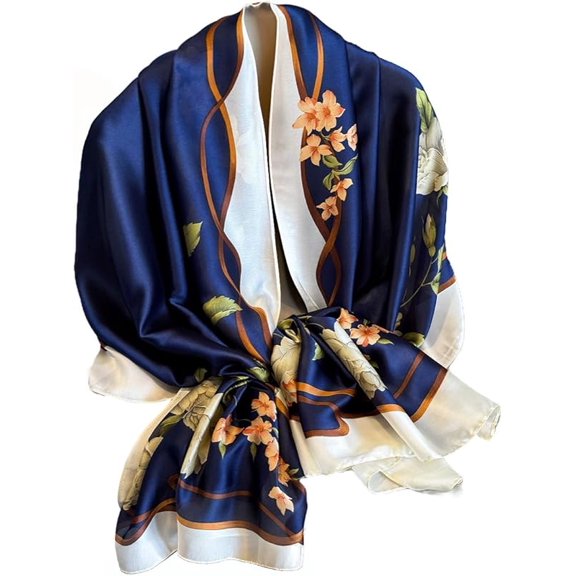 NUWEERIR Womens 100% Large Mulberry Silk Scarf Long Satin Scarf Fashion Lightweight Wraps