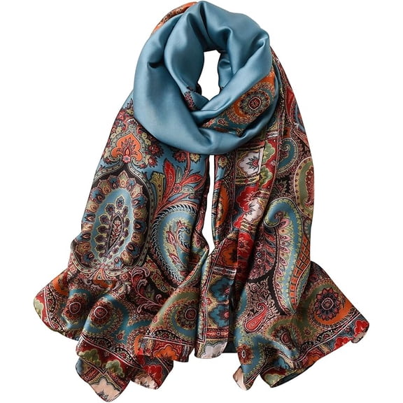 NUWEERIR Womens 100% Large Mulberry Silk Scarf Long Satin Scarf Fashion Lightweight Wraps