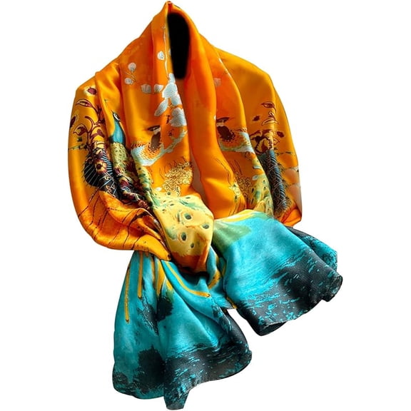 NUWEERIR Womens 100% Large Mulberry Silk Scarf Long Satin Scarf Fashion Lightweight Wraps