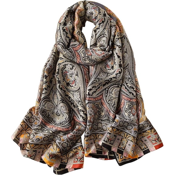 NUWEERIR Womens 100% Large Mulberry Silk Scarf Long Satin Scarf Fashion Lightweight Wraps