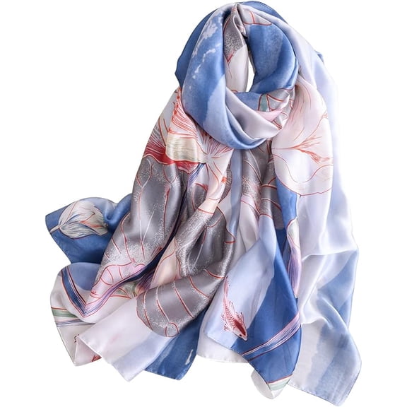 NUWEERIR Womens 100% Large Mulberry Silk Scarf Long Satin Scarf Fashion Lightweight Wraps