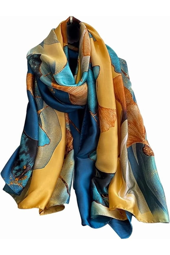 NUWEERIR Womens 100% Large Mulberry Silk Scarf Long Satin Scarf Fashion Lightweight Wraps