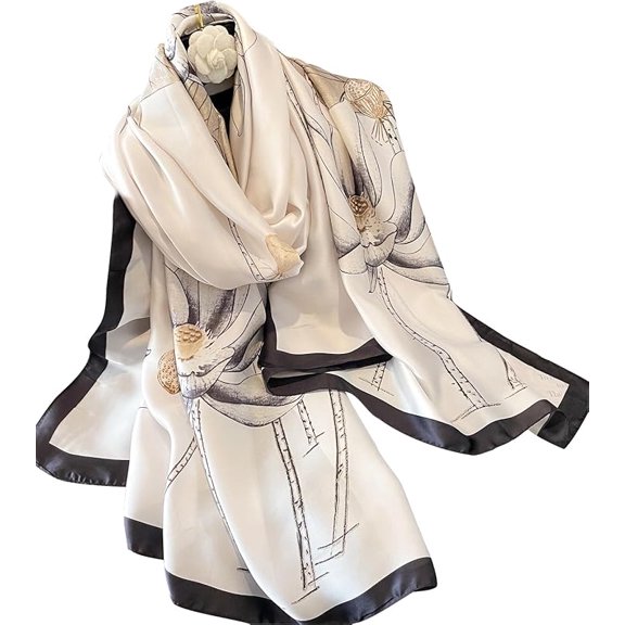 NUWEERIR Womens 100% Large Mulberry Silk Scarf Long Satin Scarf Fashion Lightweight Wraps