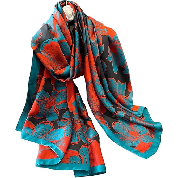 NUWEERIR Womens 100% Large Mulberry Silk Scarf Long Satin Scarf Fashion Lightweight Wraps