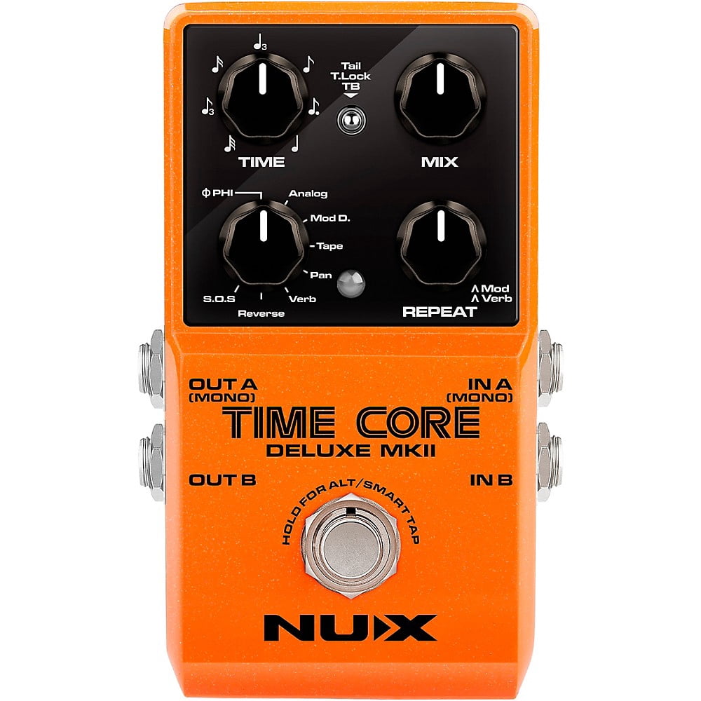 NUX Time Core Deluxe MKII with 7 Different Delays, Phrase Looper and Tap Tempo Effects Pedal Orange