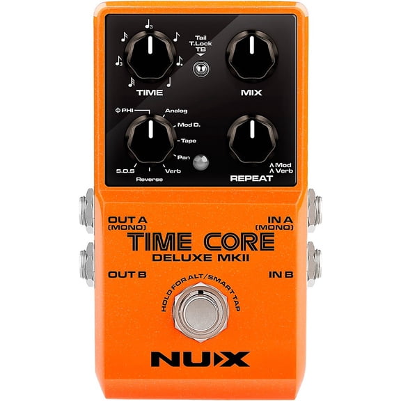 NUX Time Core Deluxe MKII with 7 Different Delays, Phrase Looper and Tap Tempo Effects Pedal Orange
