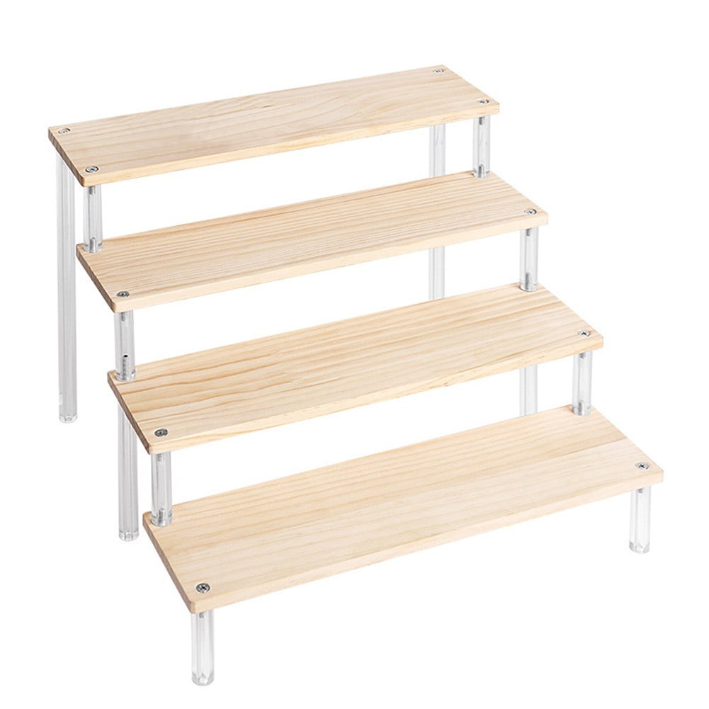 NUYADA 1-5 Layers Wooden Ladder Rack Acrylic Multi-Layer Ladder Display ...