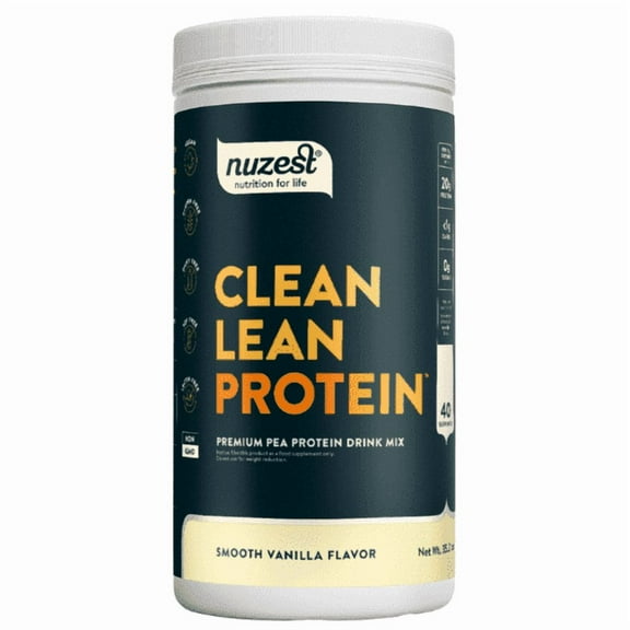 Nuzest - Pea Protein Powder - Clean Lean Protein, Premium Vegan Plant Based, Dairy Free, Gluten Free, GMO Free, Smooth Vanilla, 40 Servings, 2.2 lb