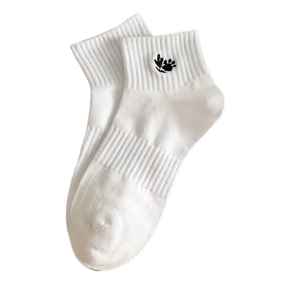 NUZYZ 1 Pair Men Cotton Ankle Socks Low-tube No Odor Solid Color Embroidery High Elasticity Anti-slip Sweat-absorption Anti-shrink Sports Four Season Socks