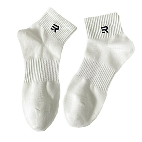 NUZYZ 1 Pair Men Cotton Ankle Socks Mid-tube No Odor Mesh Solid Color Embroidery High Elasticity Anti-slip Sweat-absorption Anti-shrink Sports Four Season Socks