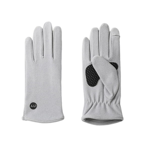 NUZYZ 1 Pair Winter Gloves Fingertip Flap Design Anti slip Warm Soft Knit Lining Gloves Ideal for Cycling Light Grey