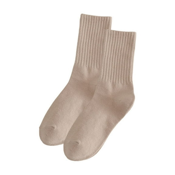 NUZYZ 1 Pair Women Cotton Calf Socks Mid-tube No Odor Solid Color Thread High Elasticity Anti-slip Breathable Soft Sweat-absorption Anti-shrink Sports Four Season Socks