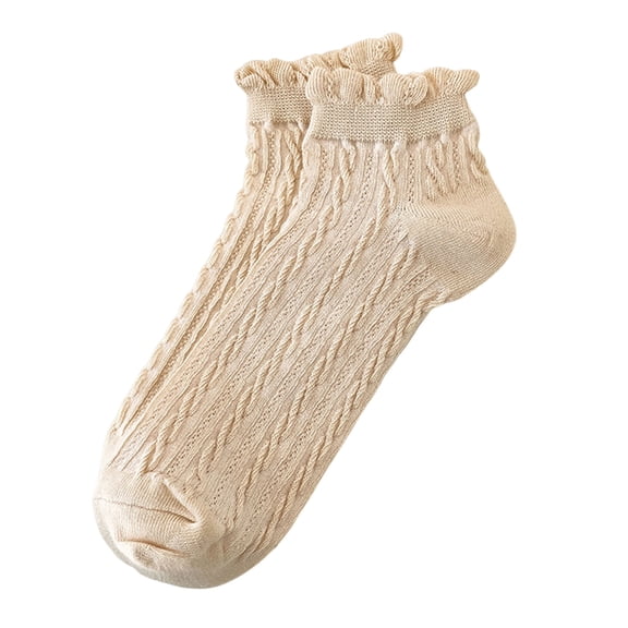 NUZYZ 1 Pair Women Socks Low-cut Shirribg Edge Hollow Out Mesh Solid Color High Elasticity Anti-slip Thin Soft Breathable Sweat-absorption Anti-shrink Short Boat Socks