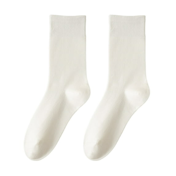 NUZYZ 1 Pair Women Socks Mid-tube No Odor Retro Solid Color High Elasticity Anti-slip Breathable Soft Sweat-absorption Anti-shrink Sports Cotton Socks