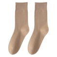 thumbnail image 1 of NUZYZ 1 Pair Women Socks Mid-tube No Odor Solid Color High Elasticity Anti-slip Breathable Soft Sweat-absorption Anti-shrink Sports Cotton Piled Socks, 1 of 8