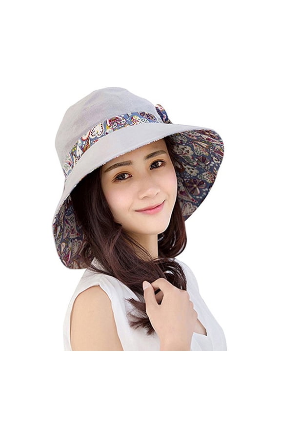 1 Pc Hat Foldable Breathable Cotton Reversible Cap for Summer