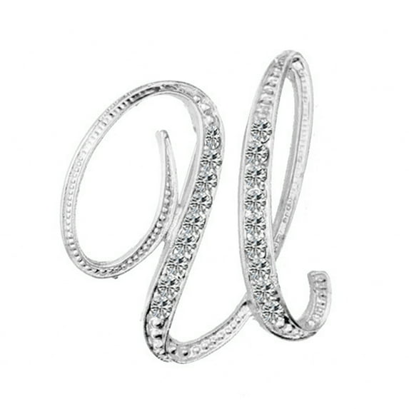 NUZYZ 1 Pc Unisex Rhinestone English Letters Alphabet A-Z Brooch Pin Ornament