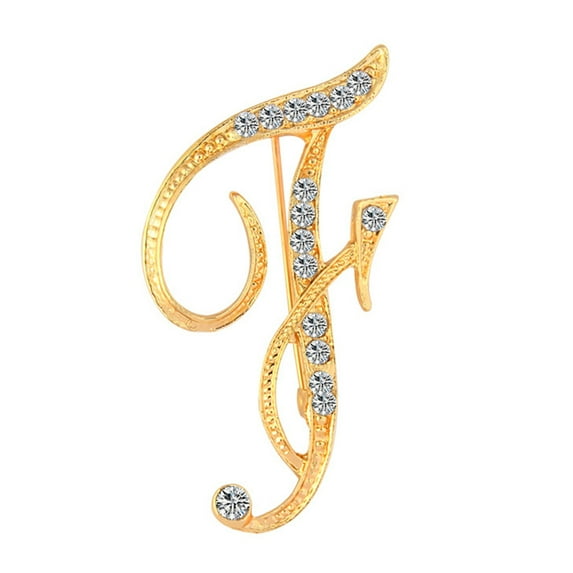 NUZYZ 1 Pc Unisex Rhinestone English Letters Alphabet A-Z Brooch Pin Ornament