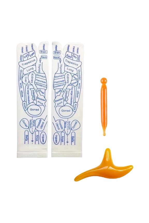 1 Set Massage Mid-calf Socks with Massage Stick Serenity Steps Legible Foot Acupuncture Point Printed Elastic Massage to Promote Circulation Beginner Health Care Reflexology Socks