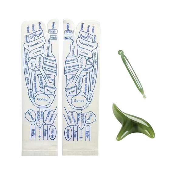 NUZYZ 1 Set Massage Mid-calf Socks with Massage Stick Serenity Steps Legible Foot Acupuncture Point Printed Elastic Massage to Promote Circulation Beginner Health Care Reflexology Socks